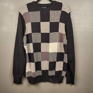 Men's Geoffrey Beene Pullover Men's Sweater Large Cotton Checker Outdoors‎